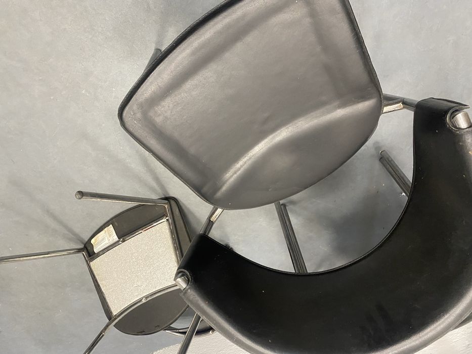 Дизайнерски столове Дания естествена кожа хром 1988 комплект 4