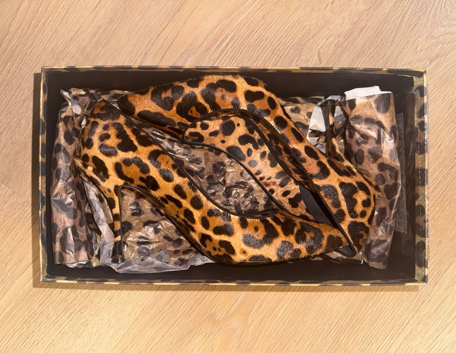Оригинални обувки Dolce & Gabbana леопард – естествен косъм