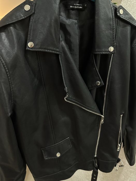 Кожанная куртка оверсайз