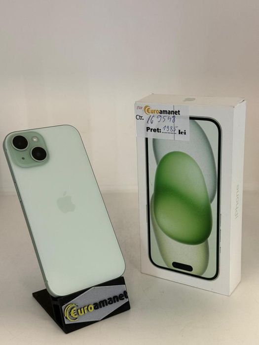 Telefon mobil Apple iPhone 15, 128GB, 5G, Green -A-