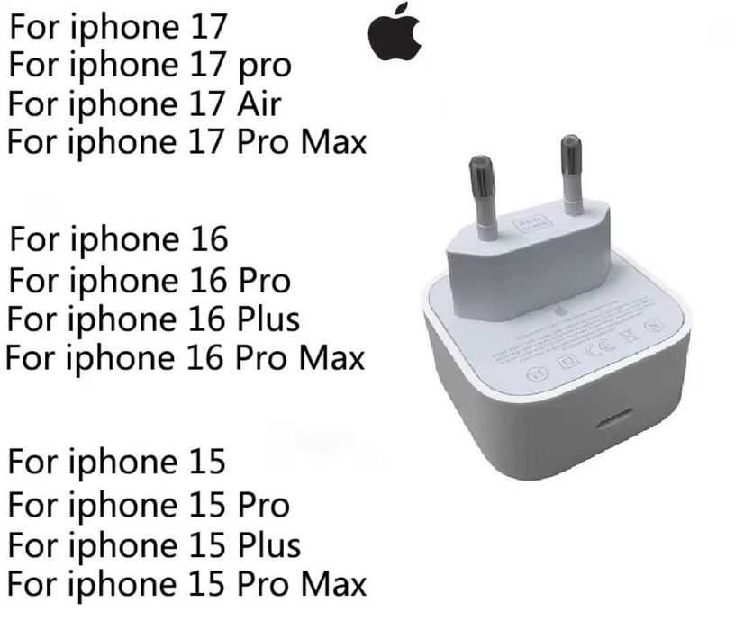 Супер бързо 40-60W Зарядно за iPhone 17 pro max оригинално, чисто ново
