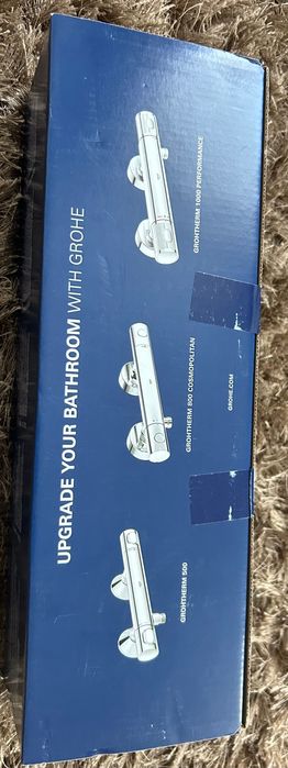 Baterie dus Grohe Grohtherm 500, aparenta, termostat negru mat