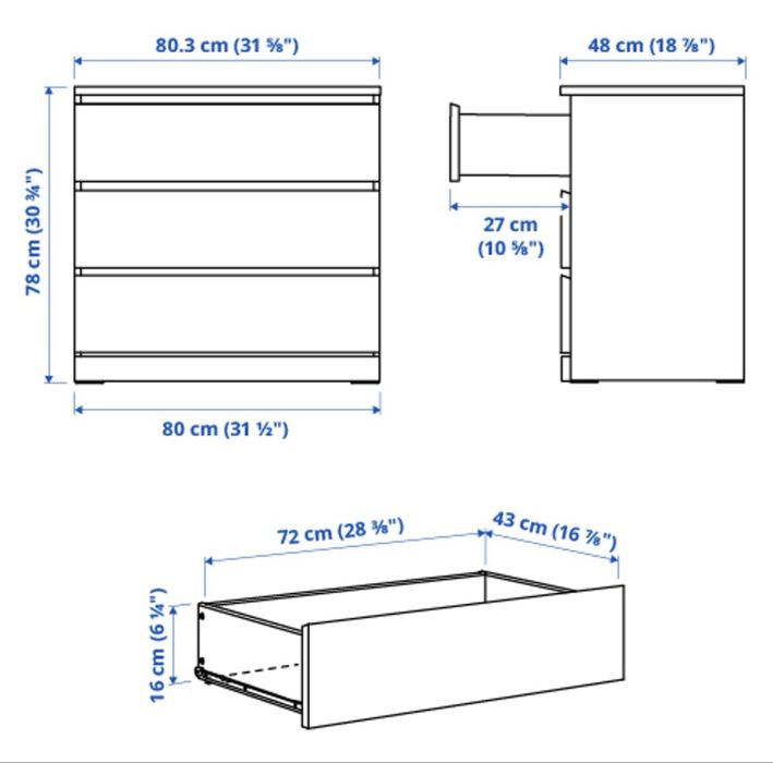 Malm comoda sertare negru-maro(inchis) mat