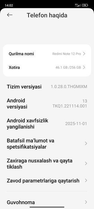 Redmi not 12 pro 8 256 gb