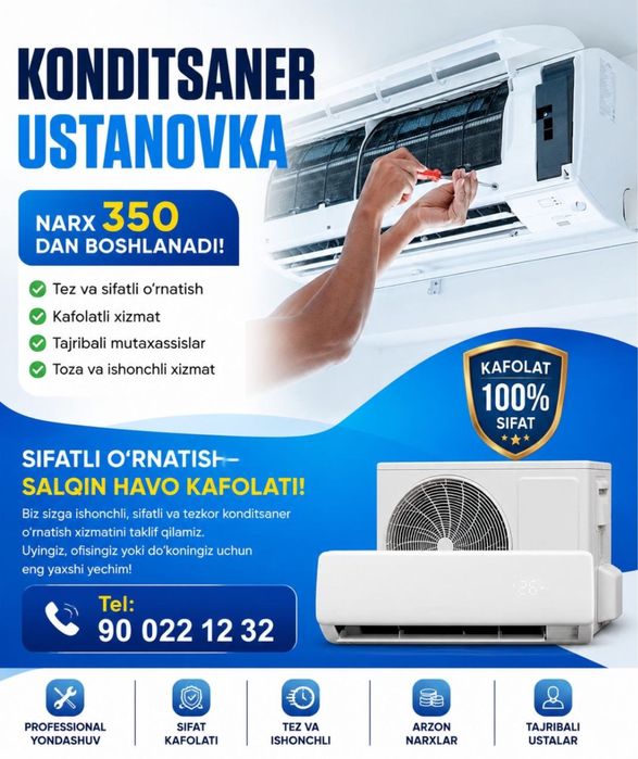 Кондиционер установка ремонт Kanditsaner oʻrnatish