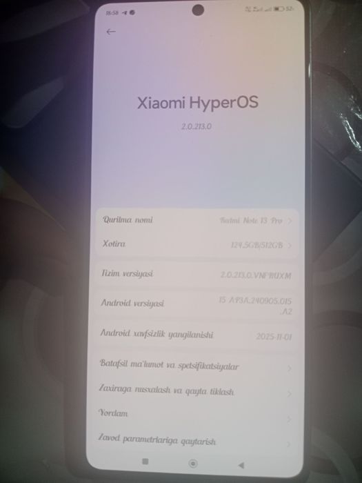 Redmi not 13 pro xolati yaxshi karobka dakimentlari bor imedan o'tgan