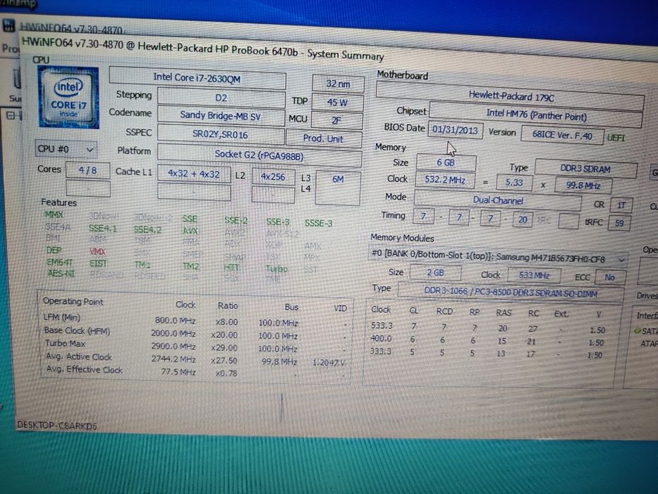 Procesor laptop I7-2630QM