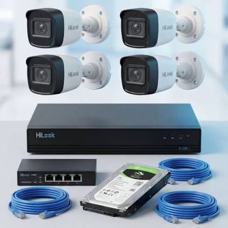Готовый 4 штук камеры с звуком видеонаблюдения Hilook by HIKVISION
