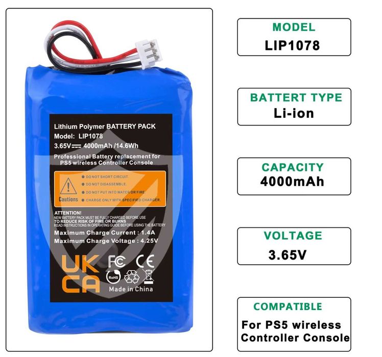 Батерия за Sony PlayStation 5 DualSense Wireless Controller, 4000 mAh