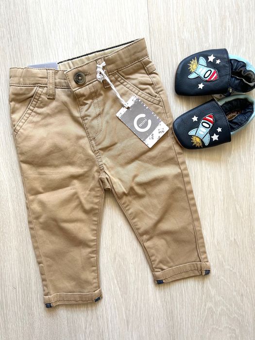 Нови панталонки Cubus 74см & нови кожени пантофки за бебе момче