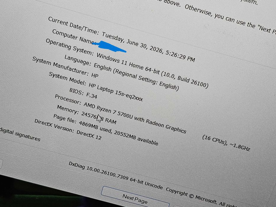 Laptop HP 15s AMD Ryzen 7 5700U 24GB RAM Windows 11 Argintiu Impecabil
