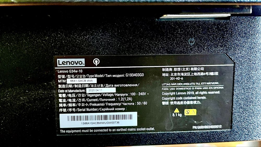 Монитор Lenovo G34W-10