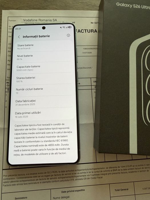 Vand Samsung s26 ultra ca nou