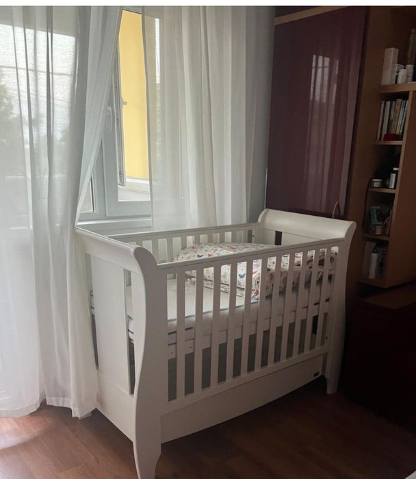 Patut Tutti bambini Alb cu sertar din lemn masiv