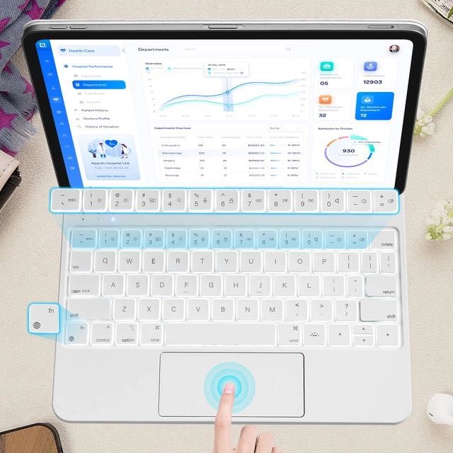 Husa tastatura iPad Air 10.9 / Pro 11 cu trackpad, iluminata