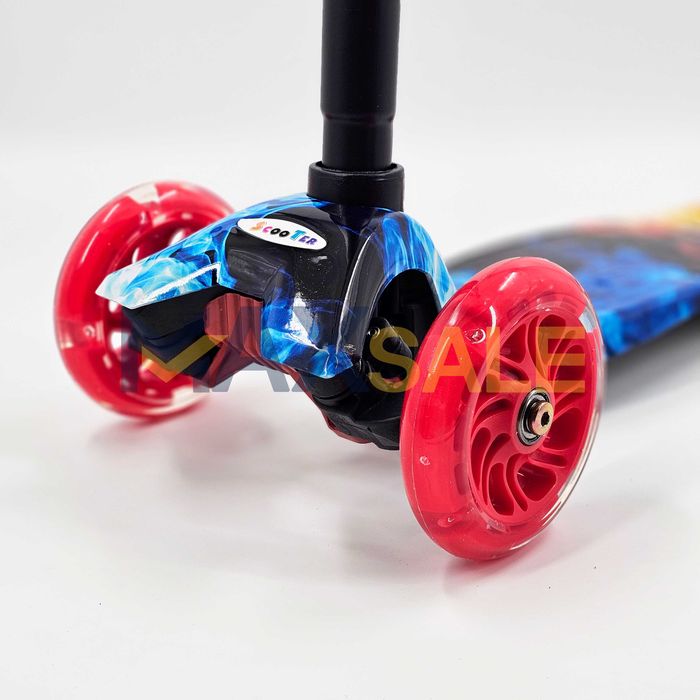 Детска тротинетка 3 светещи колела огън и вода скутер колело триколка