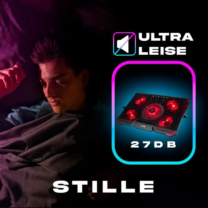 Охладителна подложка за лаптоп KLIM Cyclone с 5 вентилатора и подсветк