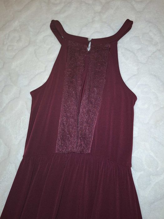 Официална дълга рокля в цвят бордо