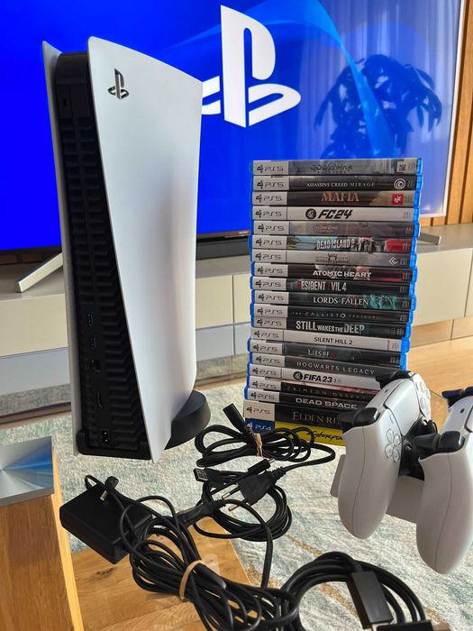 PlayStation 5 Disc Edition, 2 controllere DualSense + Docking Station + 20 jocuri