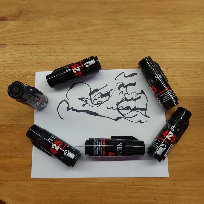 Оригинальный Черный перманентный Маркер "TE NENG" 425. Универсальный.