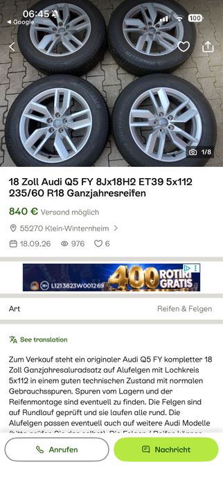 Jante oem 5x112 Audi Q5 2024 R18 premium