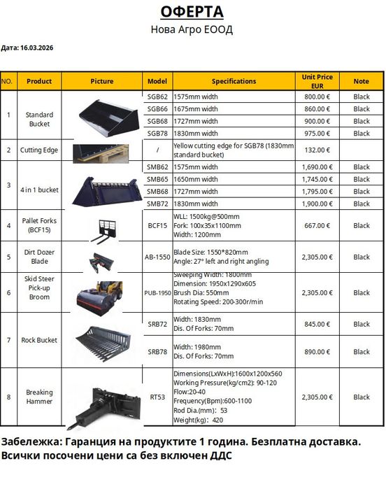 Четка 1.8м за Бобкат
