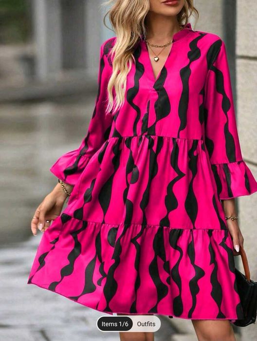 Цикламена рокля с воали