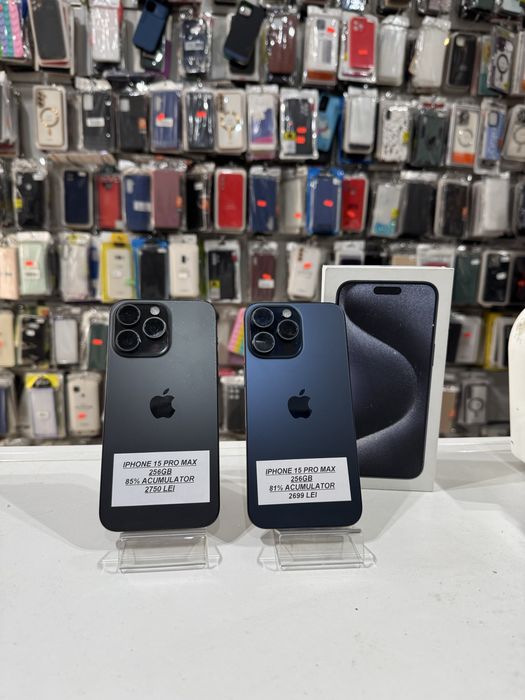 iSellStore Valcea: iPhone 15 Pro Max 256GB Blue / Black Titanium