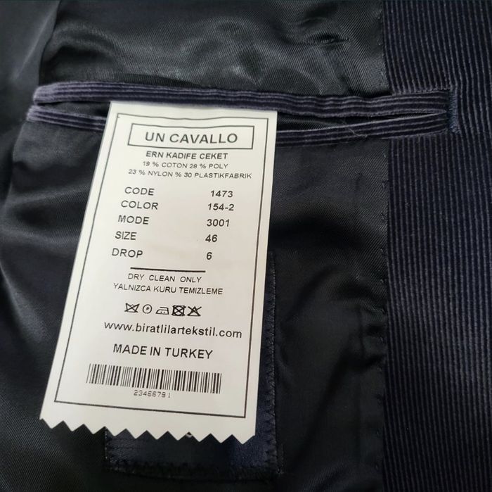 Sacou nou catifea bărbați mărime 46 blue-petrol