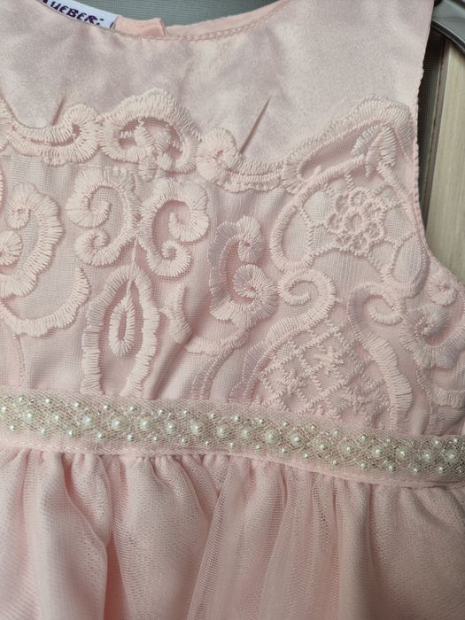 Официална розова рокля за момиче 3г