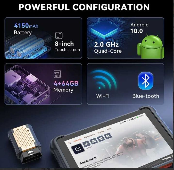 Tester auto profesional THINKCAR THINKSCAN 689BT 4/64GB, Update Viata