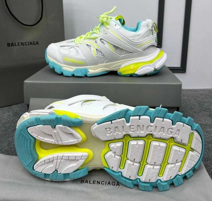 Balenciaga Track Sneaker "White/Neon Yellow/Light Blue"