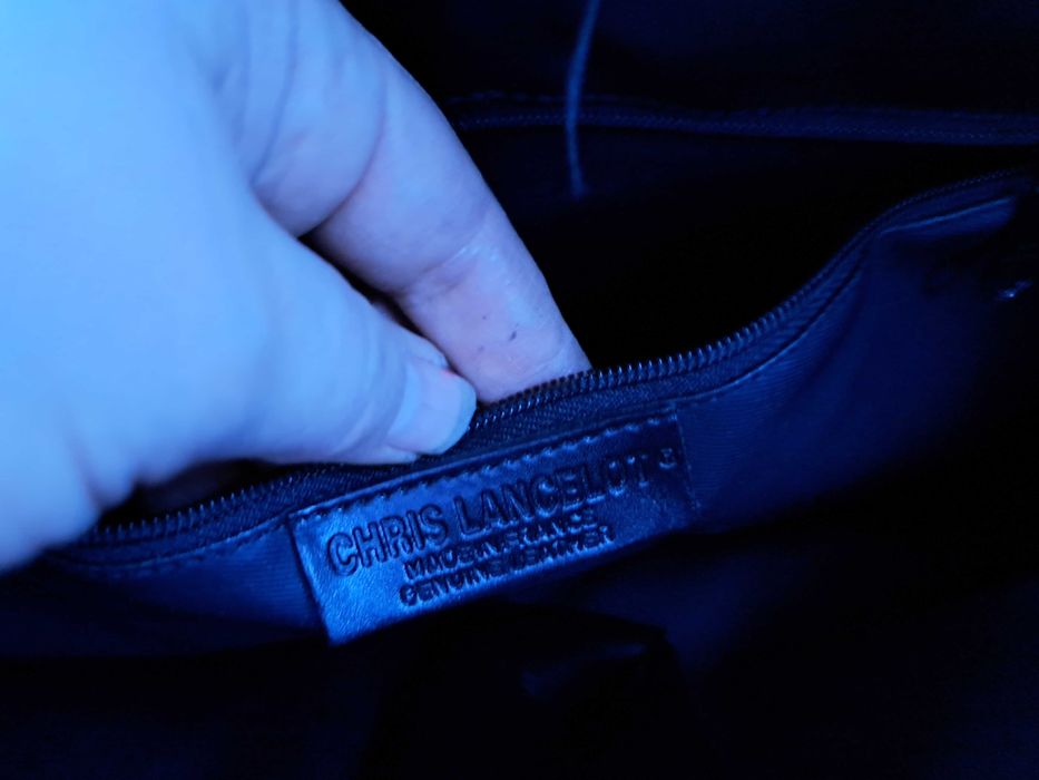 дамска чанта Chris Lancelot ,черна кожена чанта-естествена кожа