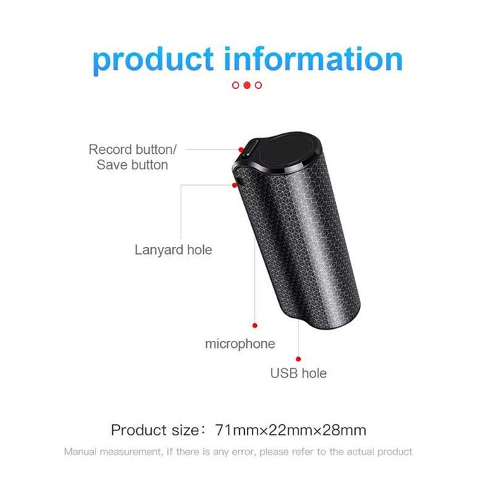 Подслушвател аудио записващо устройство скрит запис глас рекордер 500ч