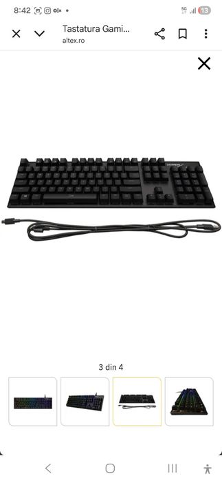Tastatura HyperX Alloy FPS RGB, Speed Silver Switch