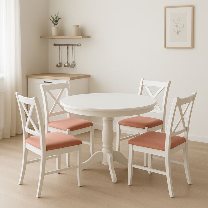 Маленький компактный комплект , стол раскладной + 4 стула .