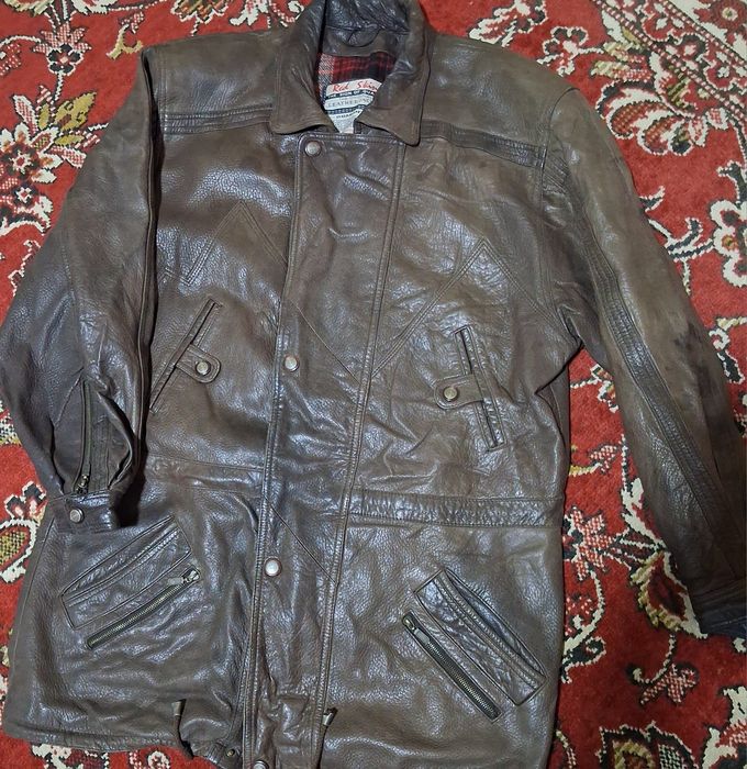 Куртка кожаная, удлинённая, утеплённая