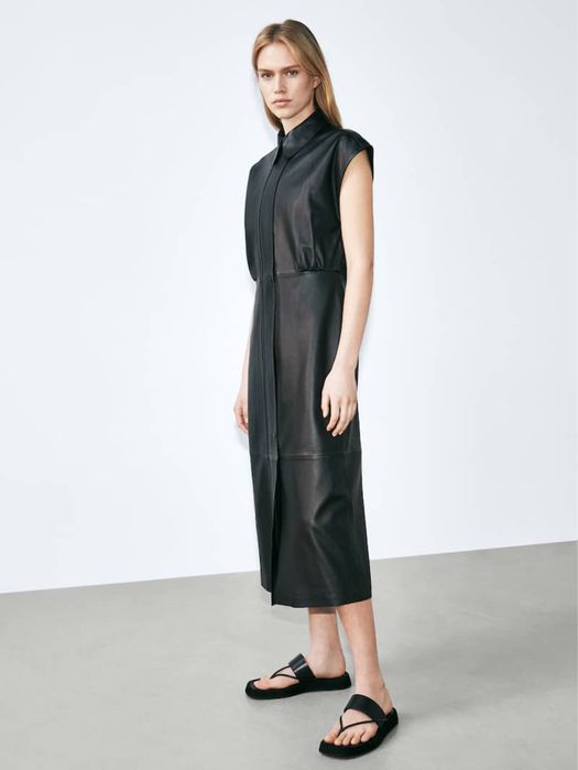 Rochie din piele Massimo Dutti Limited Edition