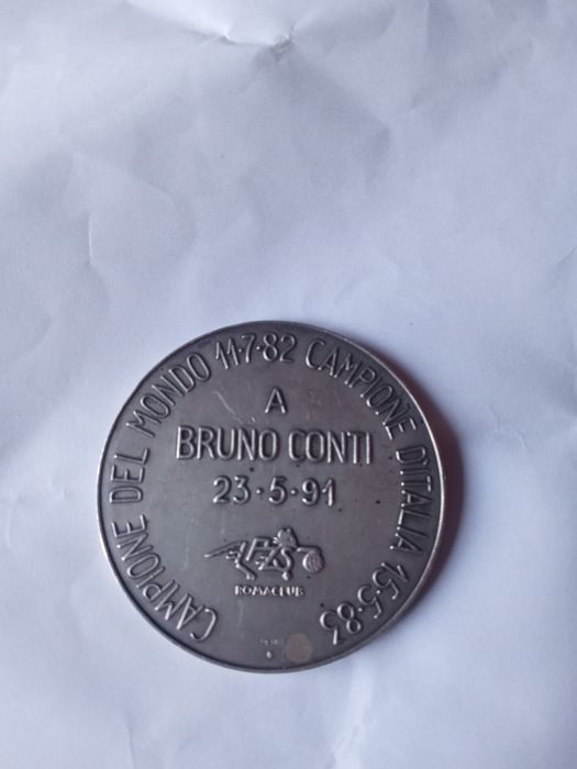 Medalie comemorativă  argint istoria clubului de fotbal profesionist 1972roma italia