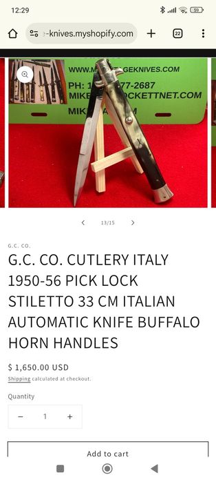 Se vinde Stiletto de mari dimensiuni anii 50