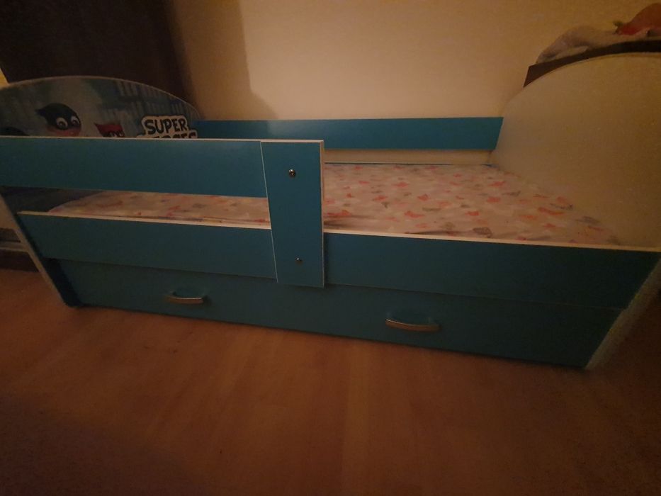 Pat copii eroi in pijama 140*80