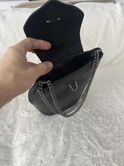 Geanta piele naturala neagra