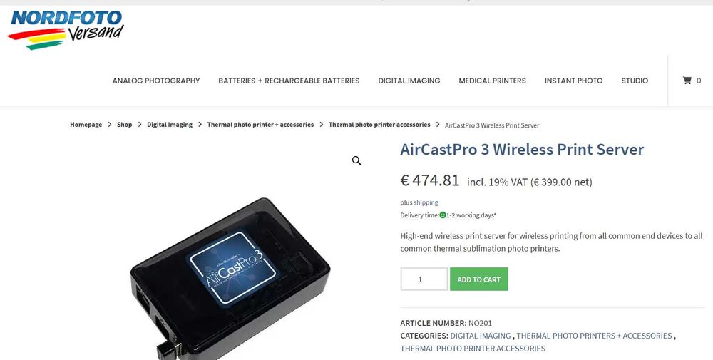 AircastPro3 Wireless Print Server