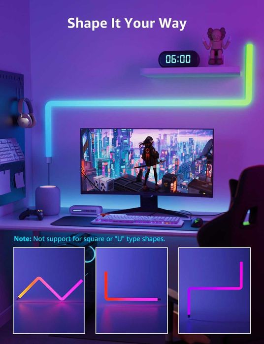 Интелигентна стенна лампа Lepro WL1, синхронизация, 6 бр. с 2 ъгъла