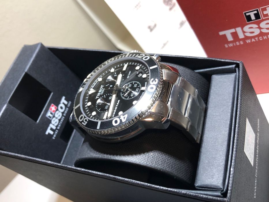 Ceas Tissot Seastar 1000 Chronograph Black, Bratara Metalica