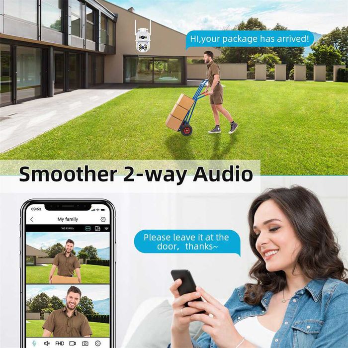 Camera De Supraveghere Video CCTV Dubla WIFI Visoli® QW25-Double 8MP