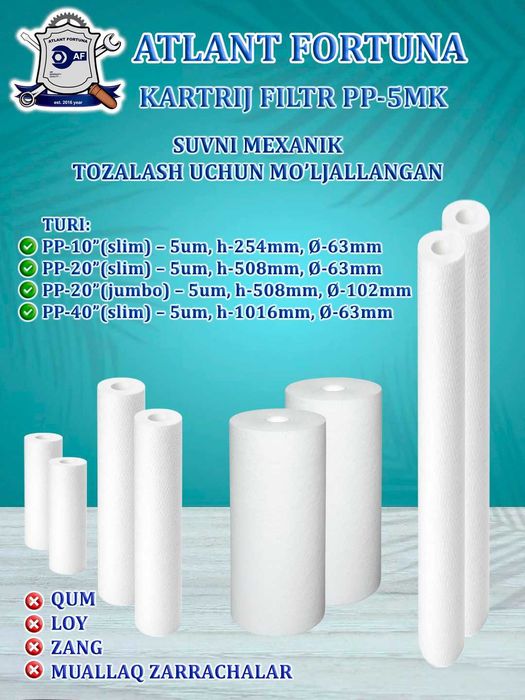 Suv uchun filtr, xonadon filtrlari uchun kartrij karterej kartrj filtr