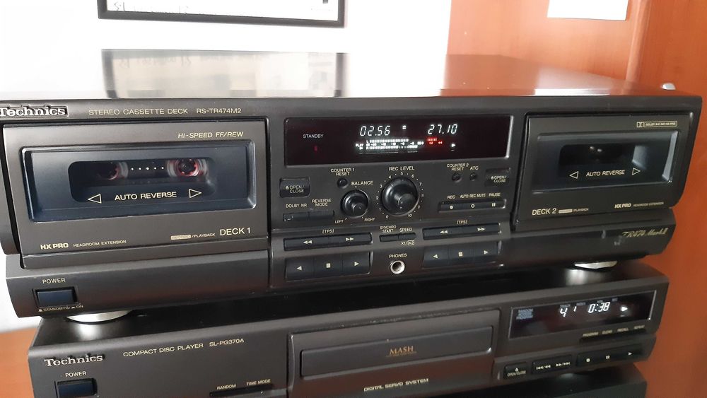 Technics Line, deck dublu RS TR474 M2, CD player SL-PG370A, receiver SA-EX140 cu telecomanda originala