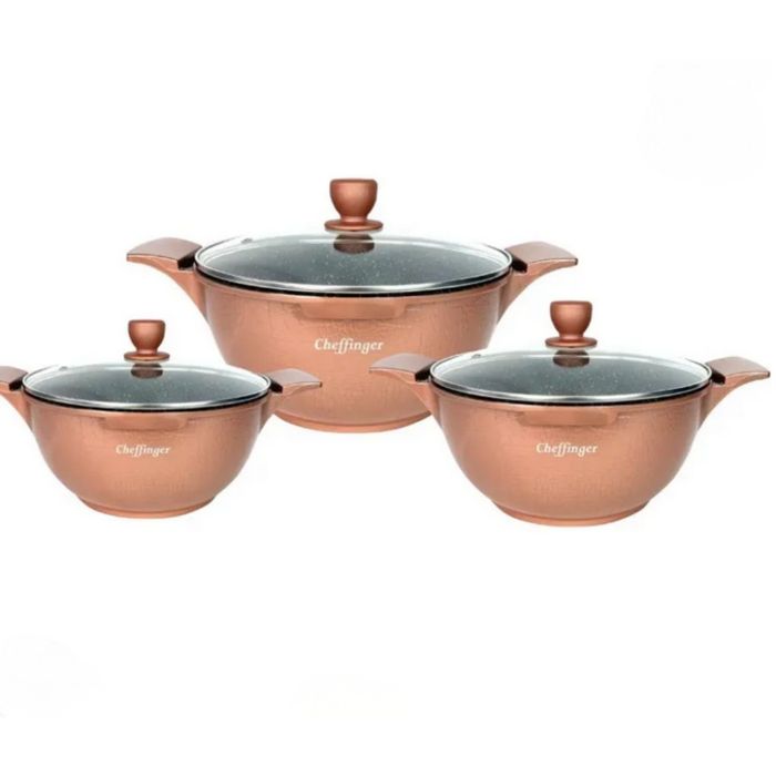 Комплект от 3 тенджери Cheffinger с мраморно покритие 20/24/28 см