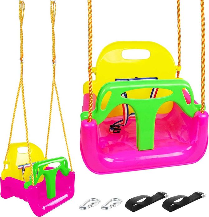 Детска люлка 3-в-1 KINSPORY – расте заедно с детето (тъмно розова)